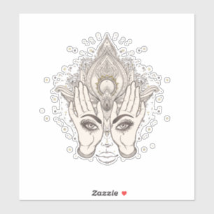 Perzik & Gouden Boho Lotus Bloem Schoonheid Sticker