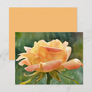 Perzik Gouden Roos Bloem Kunst Notitiekaart Set Notitiekaartje