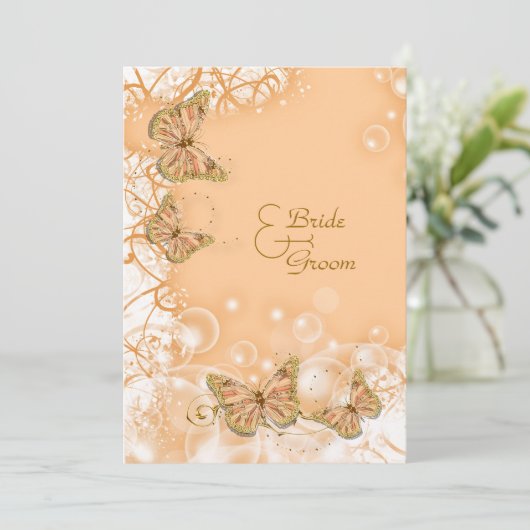 Perzik gouden trouw verlovingsjubileum kaart (Staand voorkant)