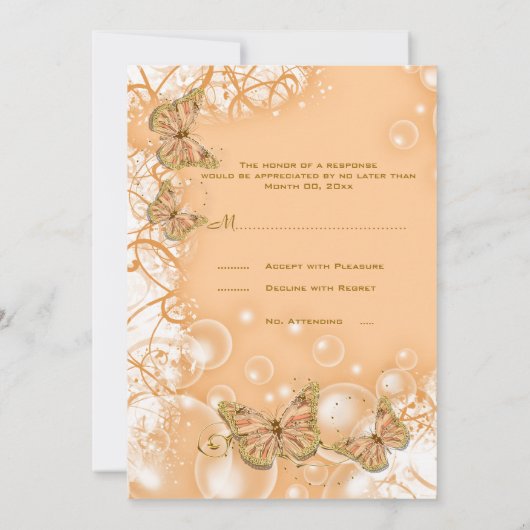 Perzik gouden trouw verlovingsjubileum kaart (Achterkant)