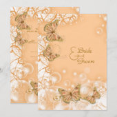 Perzik gouden trouw verlovingsjubileum kaart (Voorkant / Achterkant)