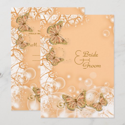 Perzik gouden trouw verlovingsjubileum kaart (Voorkant / Achterkant)