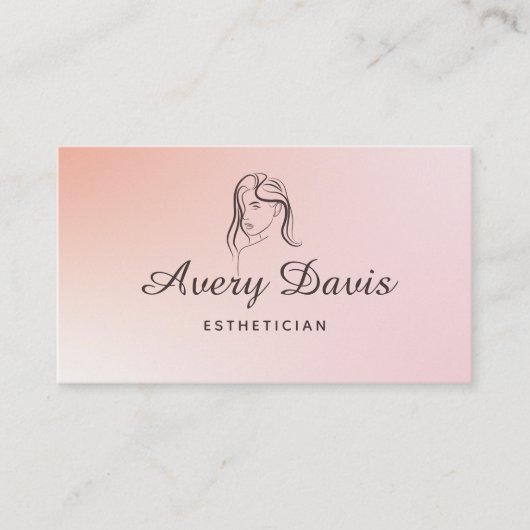Perzik Gradiënt minimalistische estheticus Visitekaartje (Voorkant)