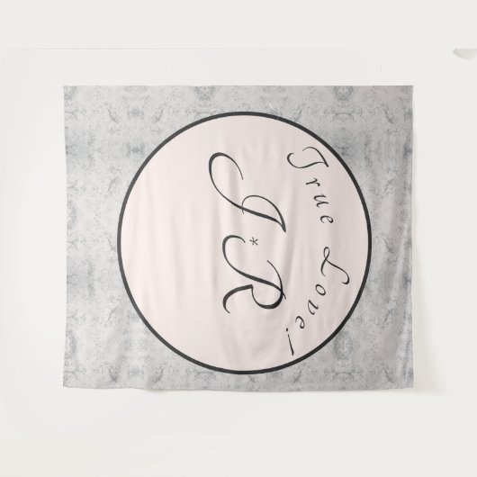 Perzik & Grijs Gemarmerd Bruiloft Tapestry Wandkleed (Voorkant (horizontaal))