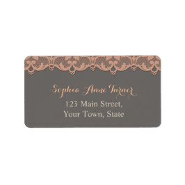  Perzik Grijs Kant Custom Monogram Etiket