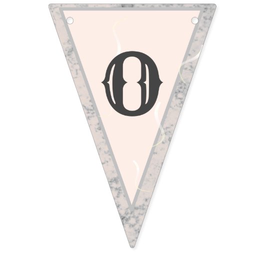 Perzik & Grijs Marmer Monogramed Bruiloft Vlaggetjes (Tweede vlag)