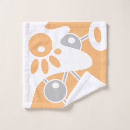 Perzik Grijs Wit Moderne Doodle 1 Bad Handdoek