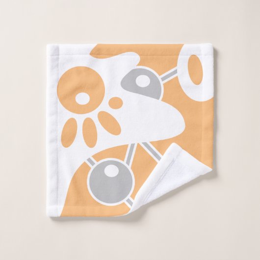 Perzik Grijs Wit Moderne Doodle 1 Bad Handdoek (Wasdoekje)