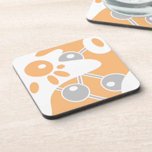 Perzik Grijs Wit Moderne Doodle 1 Bier Onderzetter (Linkerzijde)