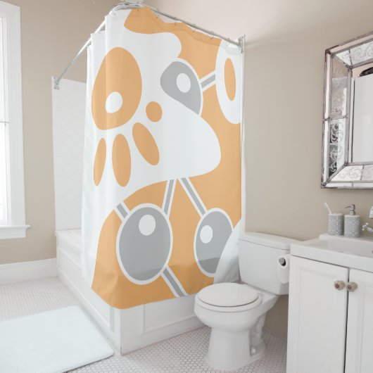 Perzik Grijs Wit Moderne Doodle 1 Douchegordijn (In situ)