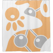 Perzik Grijs Wit Moderne Doodle 1 Douchegordijn (Voorkant)