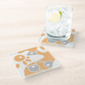 Perzik Grijs Wit Moderne Doodle 1 Glazen Onderzetter (Schuin)