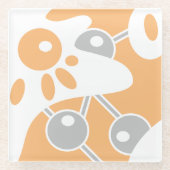 Perzik Grijs Wit Moderne Doodle 1 Glazen Onderzetter (Voorkant)