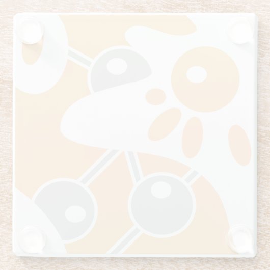 Perzik Grijs Wit Moderne Doodle 1 Glazen Onderzetter (Achterkant)