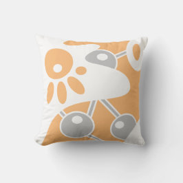 Perzik Grijs Wit Moderne Doodle 1 Kussen