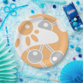 Perzik Grijs Wit Moderne Doodle 1 Papieren Bordje (Feest)