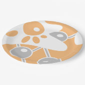 Perzik Grijs Wit Moderne Doodle 1 Papieren Bordje (Gekanteld)