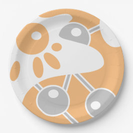 Perzik Grijs Wit Moderne Doodle 1 Papieren Bordje