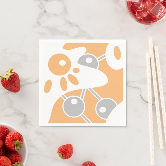 Perzik Grijs Wit Moderne Doodle 1 Servet (Insitu)