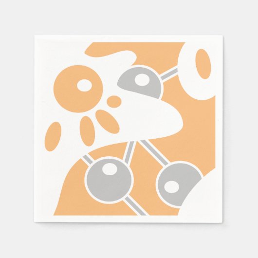 Perzik Grijs Wit Moderne Doodle 1 Servet (Voorkant)