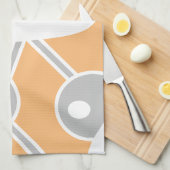 Perzik Grijs Wit Moderne Doodle 1 Theedoek (Quarter Fold)