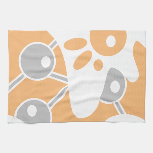 Perzik Grijs Wit Moderne Doodle 1 Theedoek (Horizontaal)