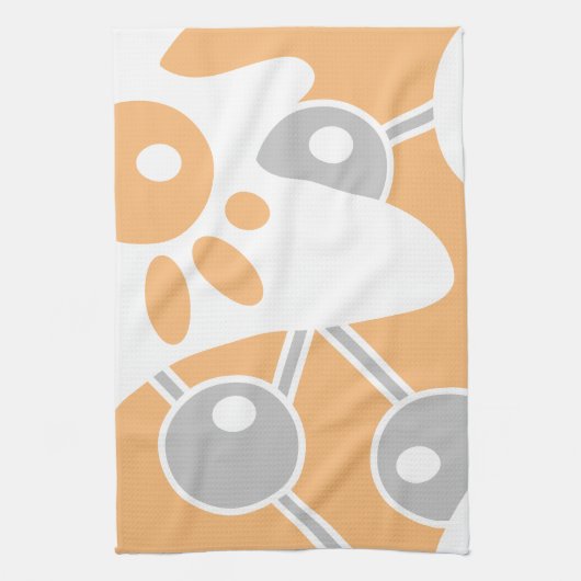 Perzik Grijs Wit Moderne Doodle 1 Theedoek (Verticaal)