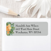 Perzik & Grijze pony en Roos Floral-adreslabel Etiket (Insitu)