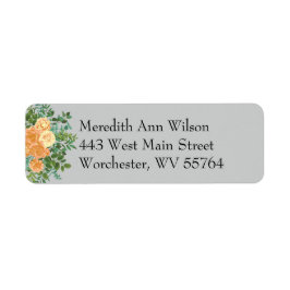 Perzik & Grijze pony en Roos Floral-adreslabel Etiket