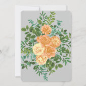 Perzik & Grijze pony's en Roos Floral Wedding Kaart (Achterkant)