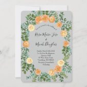 Perzik & Grijze pony's en Roos Floral Wedding Kaart (Voorkant)