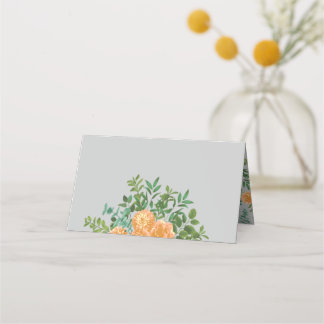 Perzik & Grijze pony's en Roos Floral Wedding Plaatskaartje