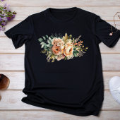 Perzik groen botanische Waterverf bloemboeket T-shirt