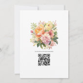 Perzik, Groen en Pastel Roze Bloemen Zomer Bruilof Kaart (Achterkant)