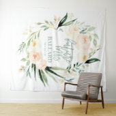 Perzik + groene aquarel bloem bruidsdouche tape wandkleed (In Situ (horizontaal))