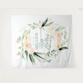 Perzik + groene aquarel bloem bruidsdouche tape wandkleed (Voorkant (horizontaal))