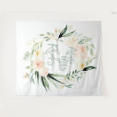 Perzik + groene aquarel bloem bruidsshower tape wandkleed (Voorkant (horizontaal))