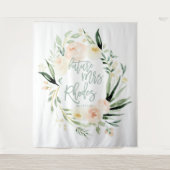 Perzik + groene aquarel bloem bruidsshower tape wandkleed (Voorkant)