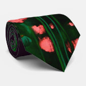 Perzik & Groene Bloemen, Bloemig Kunst Sjabloon El Stropdas (Opgerold)