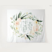 Perzik groene bloemige bruidsdouche Mevrouw worden Wandkleed (Voorkant (horizontaal))