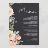 Perzik Groene Marine Pastel Bloemachtig Trouwmenu Menu (Voorkant)