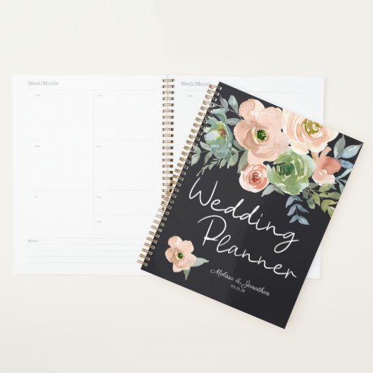 Perzik Groene Marine Pastel Bloemige Trouwplanner Planner (Display)