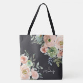 Perzik Groene Navy Pastel Initiaal Monogram Tas (Voorkant)