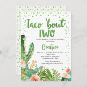 Perzik Groene Taco Over Twee 2e Verjaardag Uitnodi Kaart (Voorkant / Achterkant)