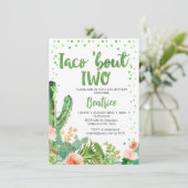 Perzik Groene Taco Over Twee 2e Verjaardag Uitnodi Kaart (Staand voorkant)