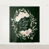 Perzik + groene waterverf bloem bruid-to-be wandkleed (Voorkant)