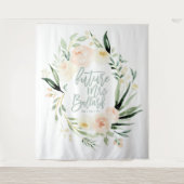 Perzik + groene waterverf bloem bruidsdouche wandkleed (Voorkant)