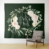 Perzik + groene waterverf bloemige bruid-to-be wandkleed (In Situ (horizontaal))