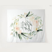 Perzik + groene waterverf bloemige bruid worden wandkleed (Voorkant (horizontaal))