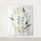 Perzik + groene waterverf bloemige bruid worden wandkleed (Voorkant)